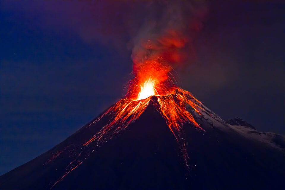 an erupting volcano