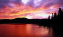 dramatic sunset over a lake