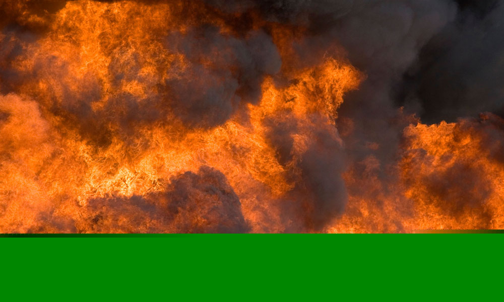 Jet fuel fire at an airport firefigher training facility in Boise Idaho USA