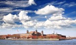 The main immigration building on Ellis Island in New York harbor