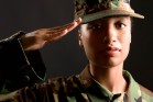 Female soldier saluting
