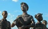 State Capitol in Little Rock, Arkansas, with the Little Rock Nine "Testament" (2005) sculpture