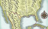 Map of North America depicting the voyage of Cabeza de Vaca across water and land