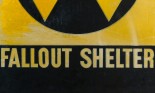 Cold War era civil defense fallout shelter refuge sign for emergency and nuclear attack protection