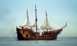 Old sailing ship in the ocean