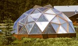 Hothouse made of wood and plastic in shape of geodesic dome, Colorado, USA
