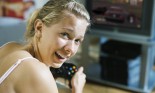 Girl playing video game