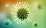 Virus particles on colorful background
