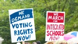 Marchers commemorate the 50th anniversary of the March on Washington .