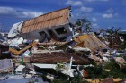Mobile homes damaged by hurricane, Florida, USA