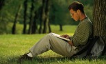 Student studying outdoors