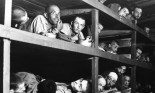 Liberated slave laborers at Buchenwald, including Elie Wiesel (at bottom right)