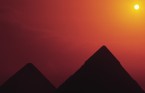 Egyptian pyramids at sunrise