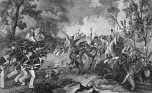 Engraving from 1881 featuring the Battle of Tippecanoe during the War of 1812 between the United States Forces and Native Americans.