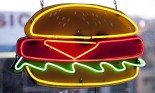 Neon hamburger sign