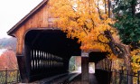 Woodstock Middle Bridge, Mass., one of the famous New England covered bridges