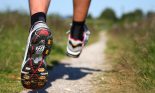 Trail running. Freeze action closeup of man running