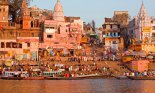 Ghats and boats on the River Ganges, Varanasi, India