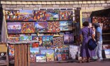 Pavement stall selling paintings, St John's, Antigua
