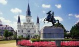 St. Louis Cathedral, completed in 1794, and statue of Andrew Jackson