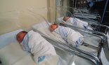 Newborns sleeping in a hospital nursery