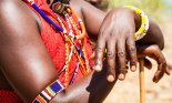 Detail of the traditional Masai red costume, Kenya