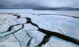 Pack ice on Antarctica with crack