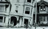 House tipping after San Francisco earthquake