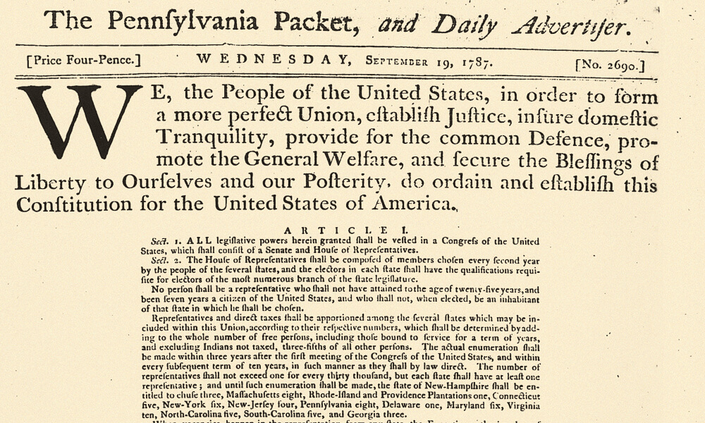 The Pennsylvania Packet newspaper front page