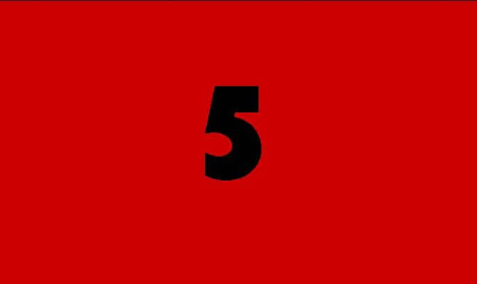 Bold numeral 5 on a red background