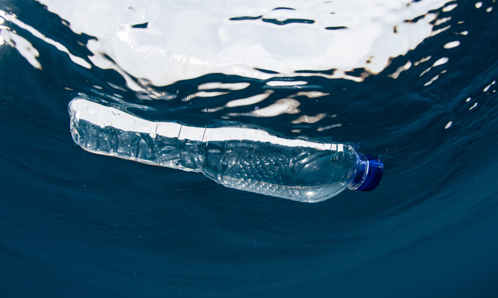 Plastic Bottle Floating in Ocean