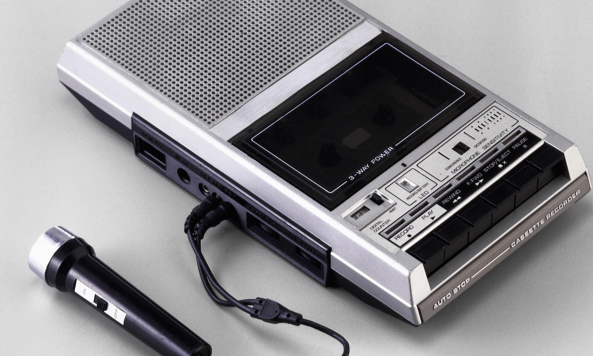 Old Fashioned Tape Recorder with Microphone Attached