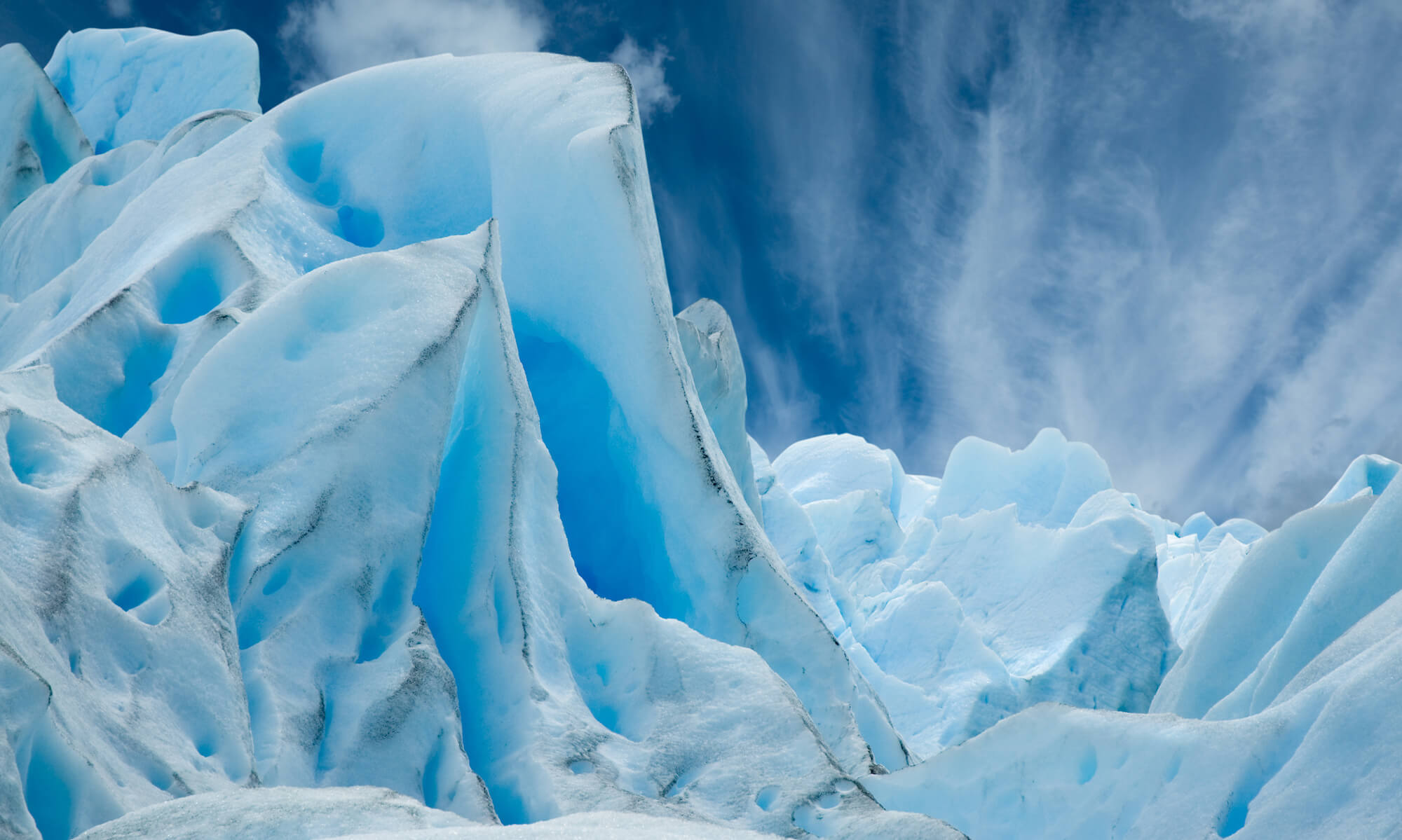 Ice forms on the surface of Perito Moreno Glacier, Patagonia, Argentina.