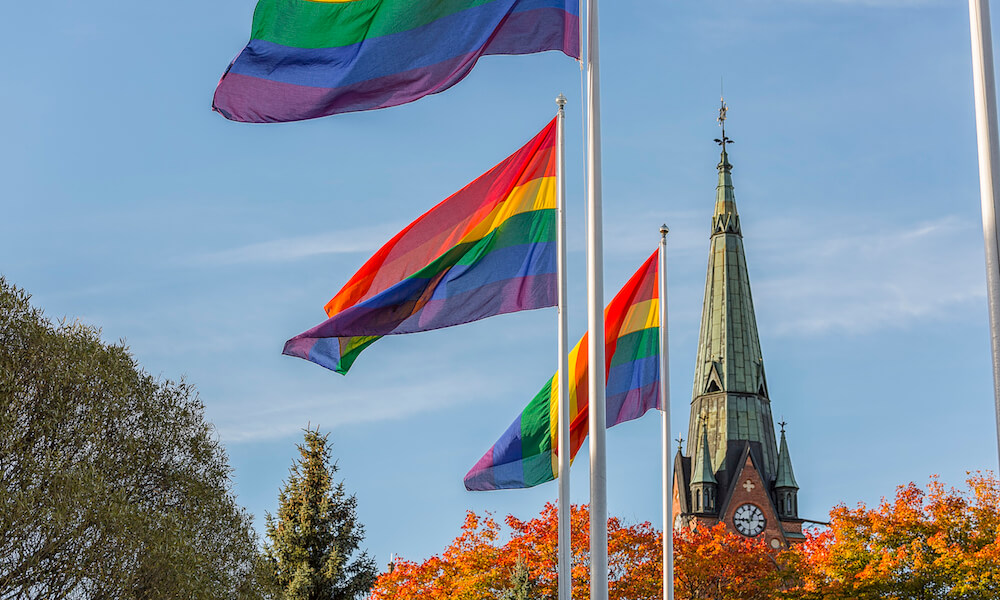 The Rainbow Flag in front of Church.