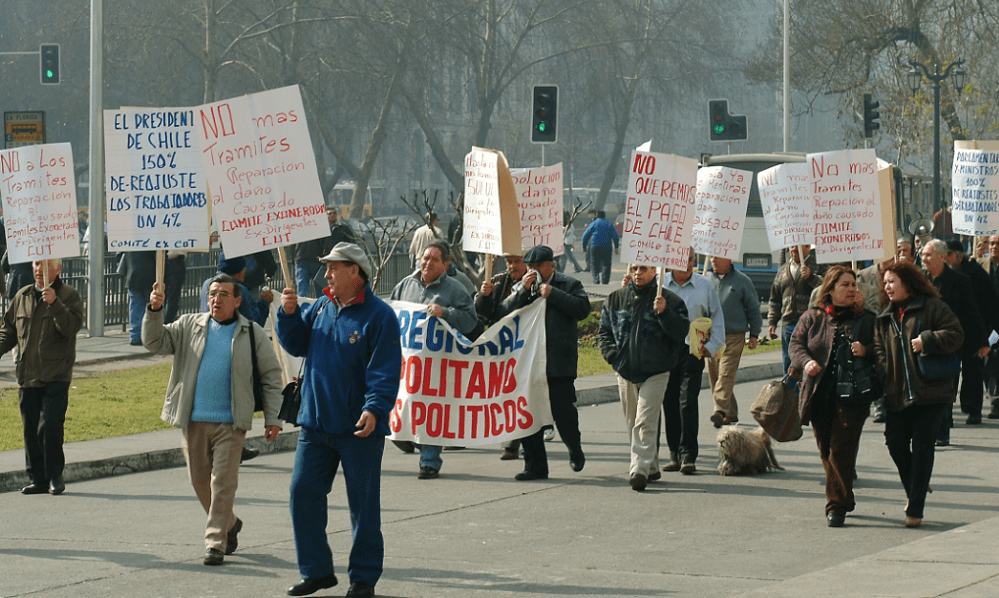 Worker's rights protest in Santiago, Chile