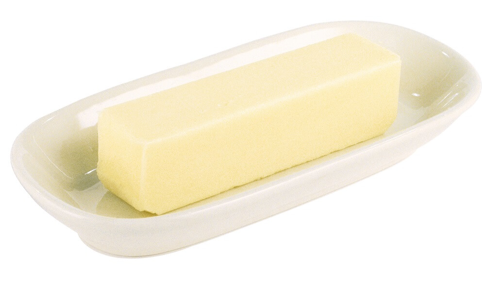 Stick of butter in butter dish