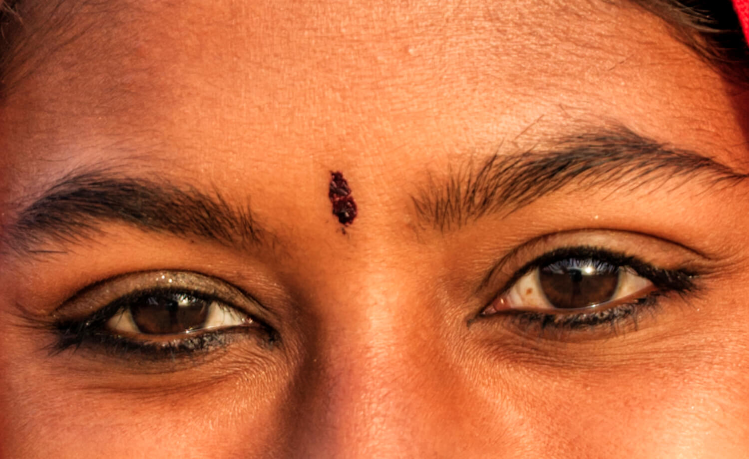 close-up of an Indian woman's eyes
