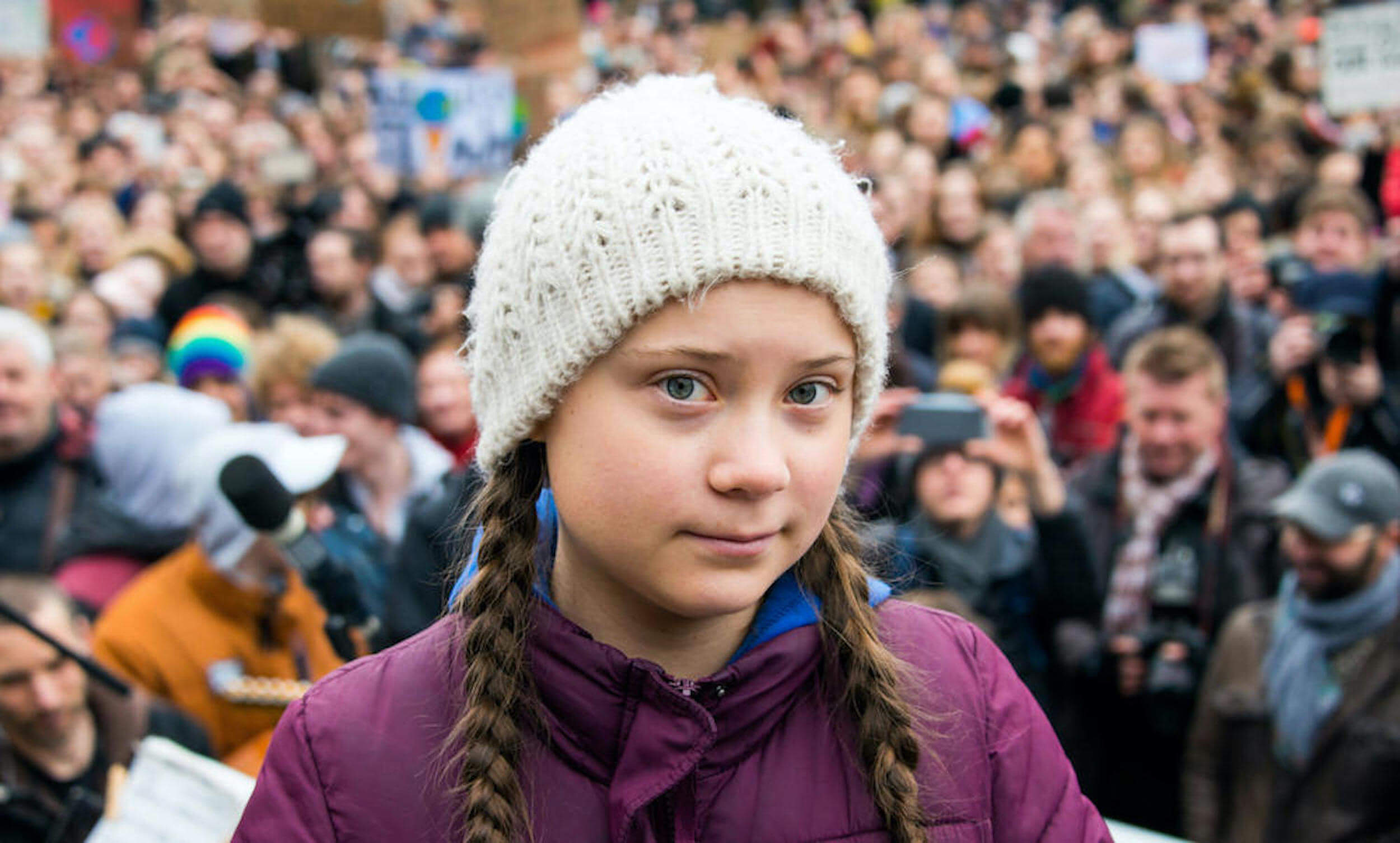 Greta Thunberg amongst hundreds of climate activists