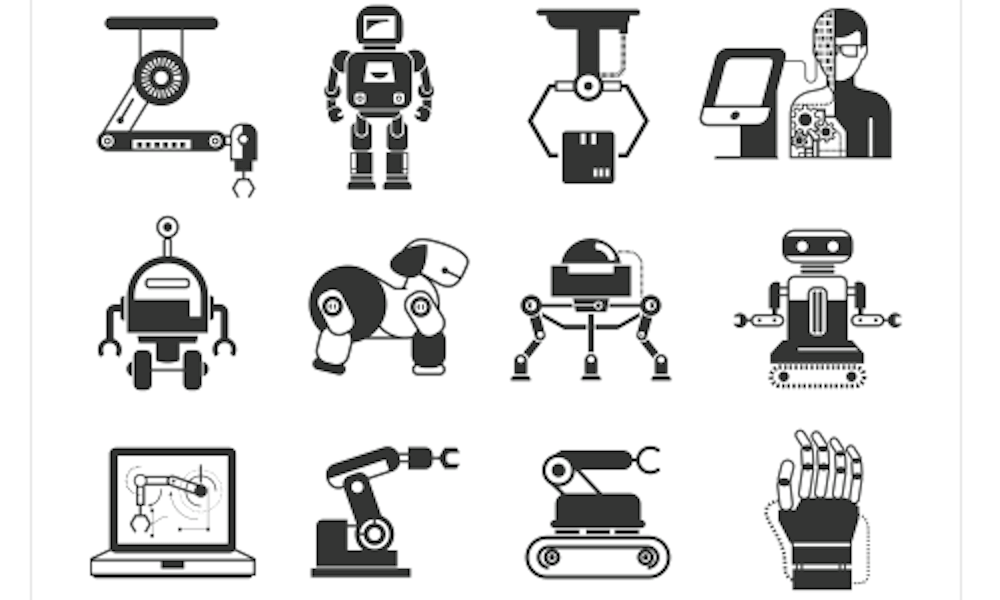 Robot artificial intelligence icons