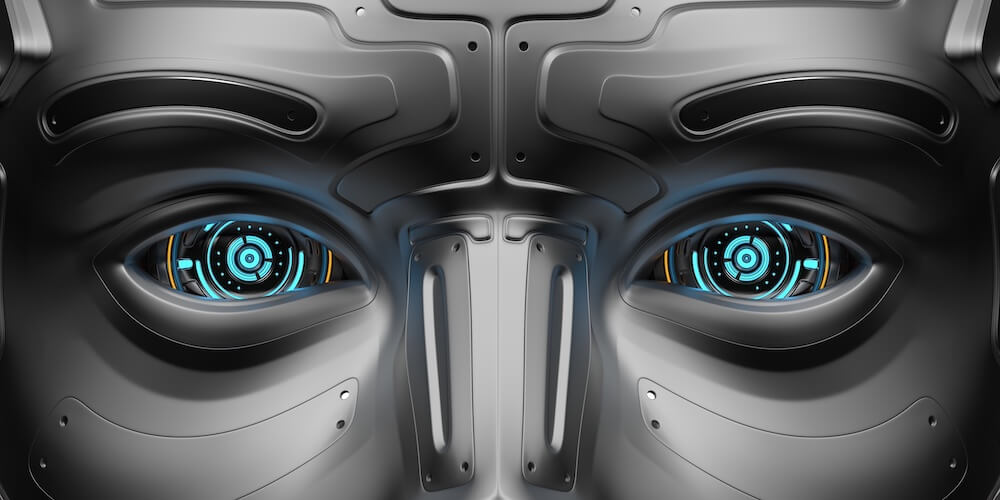 3D Render Futuristic Robot eyes