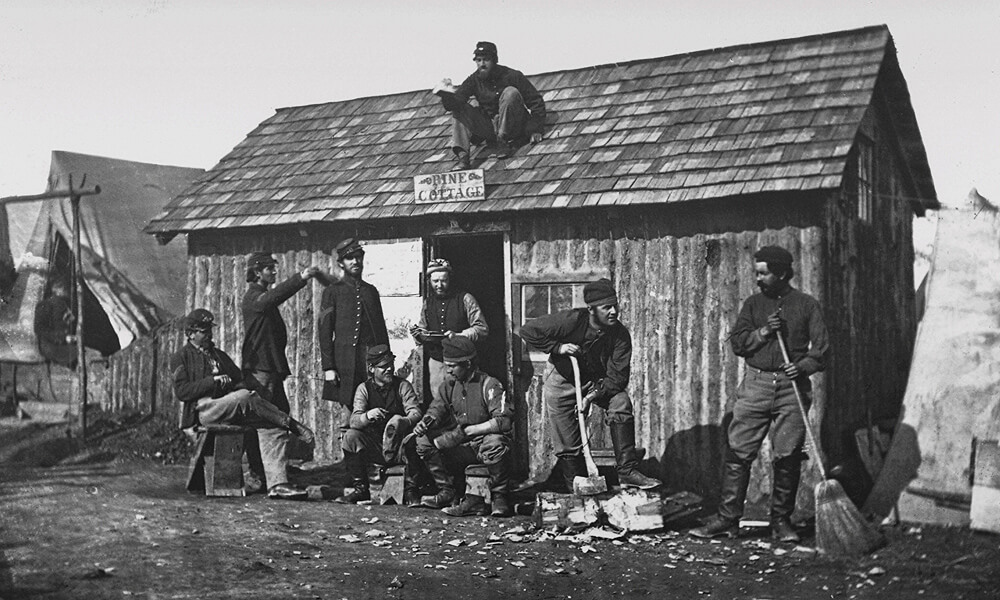 Union Soldiers at Winter Quarters "Pine Cottage"