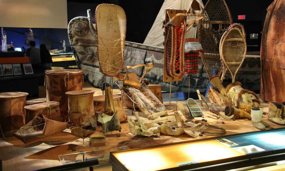 An exhibit of First Nation artifacts at the Musee de la Civilisation, Quebe City, Canada, Museum of Civilization