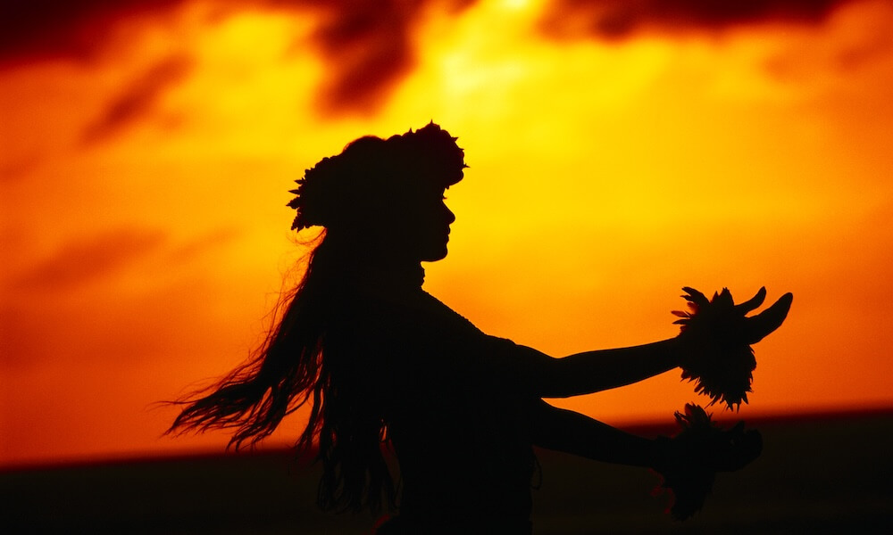 Silhouette of a Hawaiian Dancer