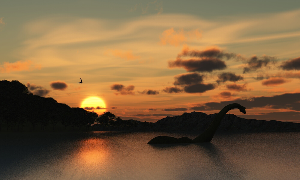 Loch Ness Monster in silhouette