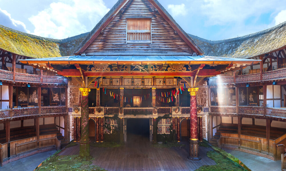 Shakespeare's Globe Theatre by the river Thames in London, UK