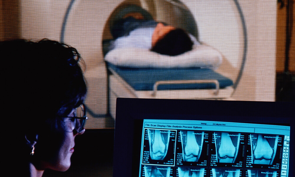 Nurse at Computer Monitor for MRI Examination