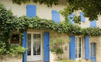 French house with window shutters, Provence, France
