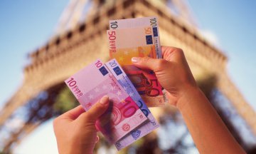 hands Euro dollars Eiffel Tower People Things Body Parts Paper Money