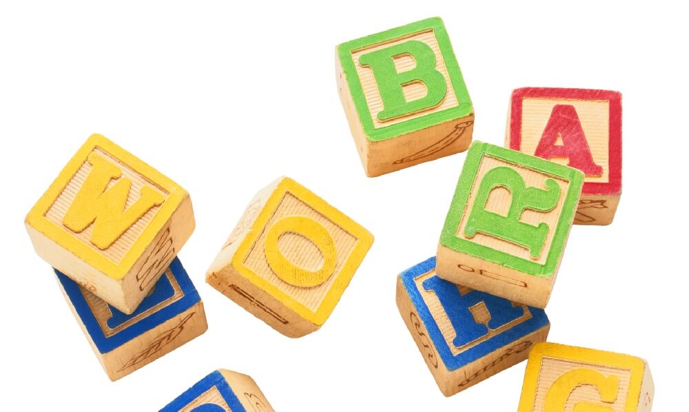 Letters of the alphabet on wooden blocks