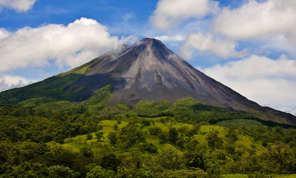 Volcano Arenal in Costa Rica on a partly cloudy day